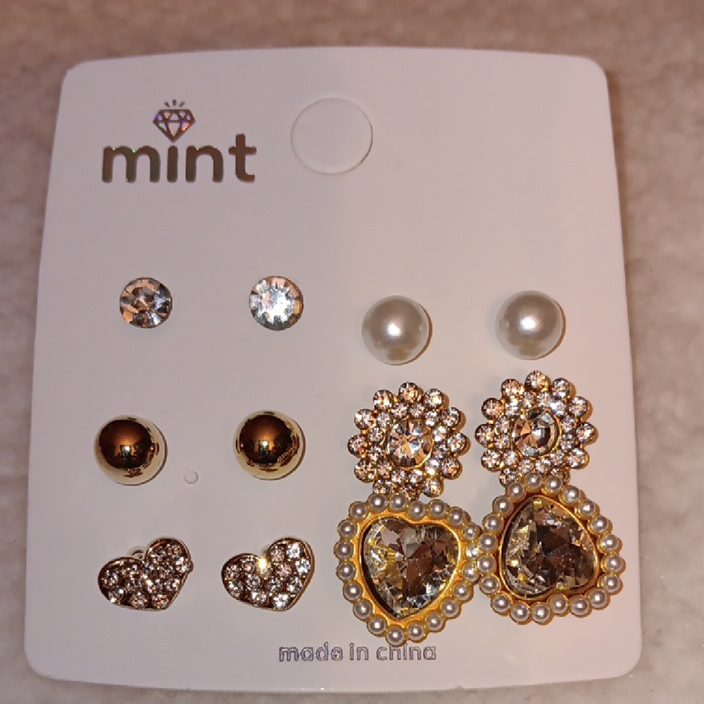 Mint Gold and Silver Earring Set